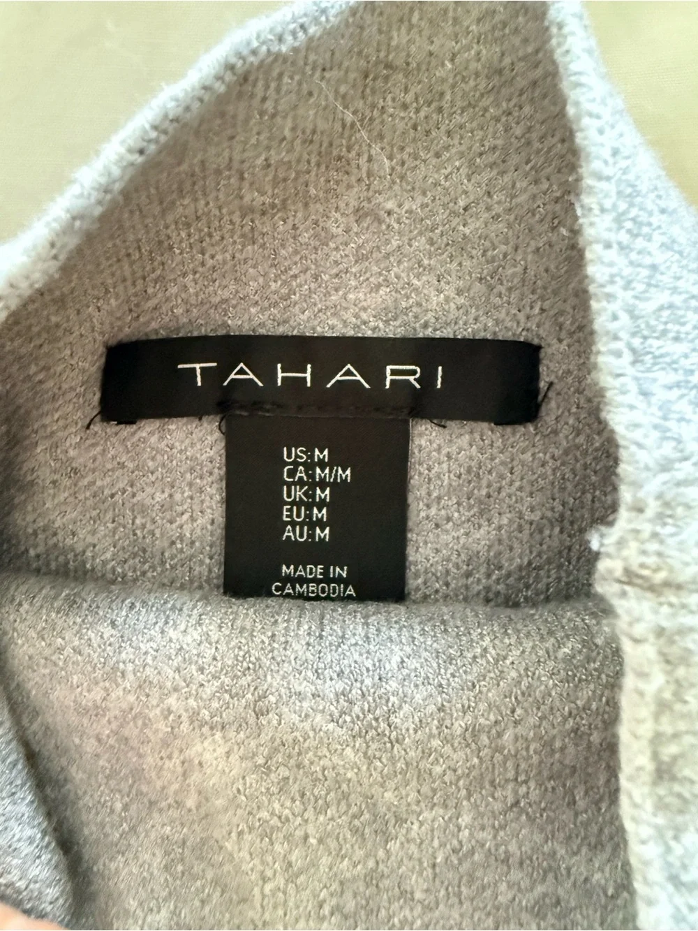 Tahari Gray and Yellow Striped Turtleneck Sweater - Picture 2 of 2